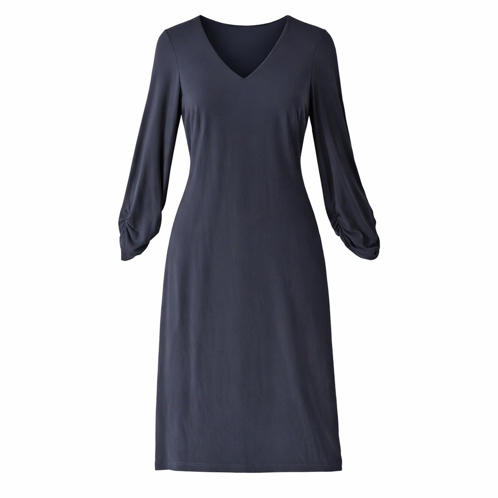 Joseph‎ Ribkoff Womens Blue Jersey Knit Sheath Dress Size 4 Knee Length Career